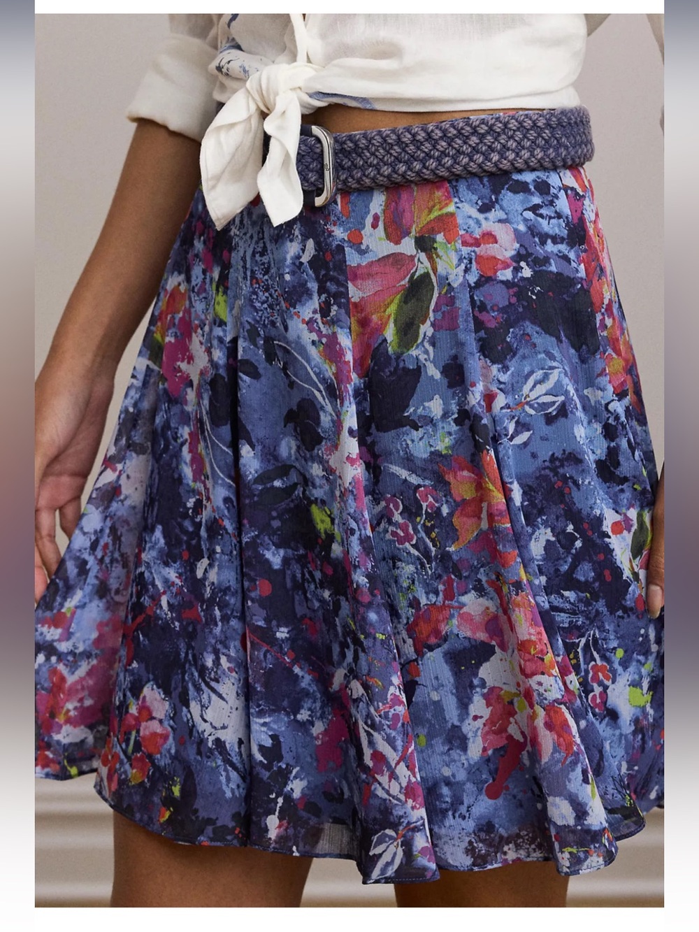 NWT Lauren Ralph Lauren Print Crinkle Georgette Mini Skirt